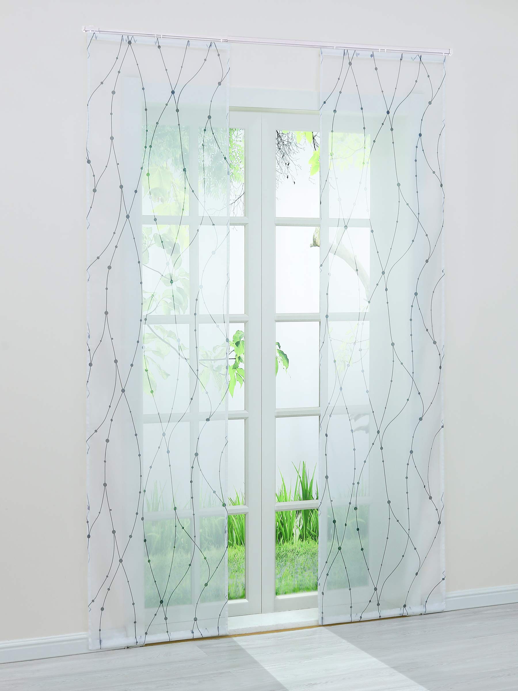 Joyswahl Voile Schiebegardine mit Klettband »Betty« transparenter Schiebevorhang mit Streifen, Grau, BxH 57x245cm (2 Stück), inkl. Beschwerungsstange