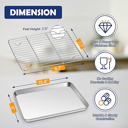 Miniatura 9 de Joyfair - Juego de bandeja y estante para hornear de 16 pulgadas, bandeja para galletas de acero inoxidable con estante de enfriamiento para