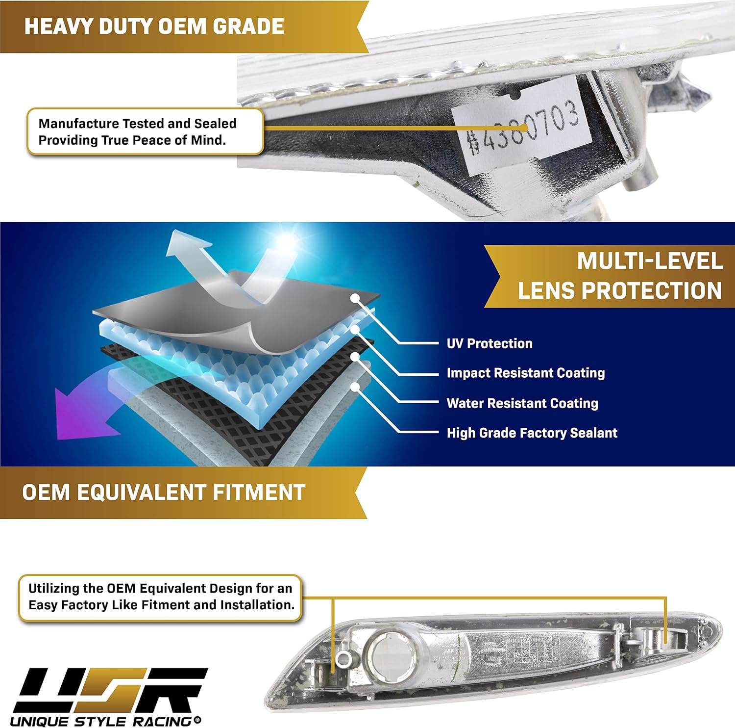 USR DEPO 03-06 W211 E-Class Crystal Clear Front Bumper Side Marker Light Assembly Set (Left + Right) Compatible with 2003-2006 Mercedes Benz W211 E-Class