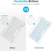 Emetok Bluetooth Billentyűzet iPad/iPhone/Android Készülékekhez - 7 Színű Háttérvilágítás, Újratölthető, Ultravékony, Vezeték Nélküli, Fehér 6