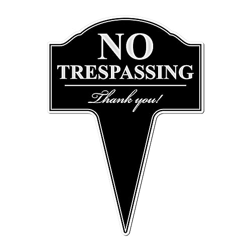 No Trespassing Aluminum Metal Yard Sign with Integrated Stake To