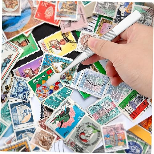 Miniatura 9 de POPETPOP Pinzas para coleccionar sellos de acero niquelado de 4.5 pulgadas para coleccionistas de sellos