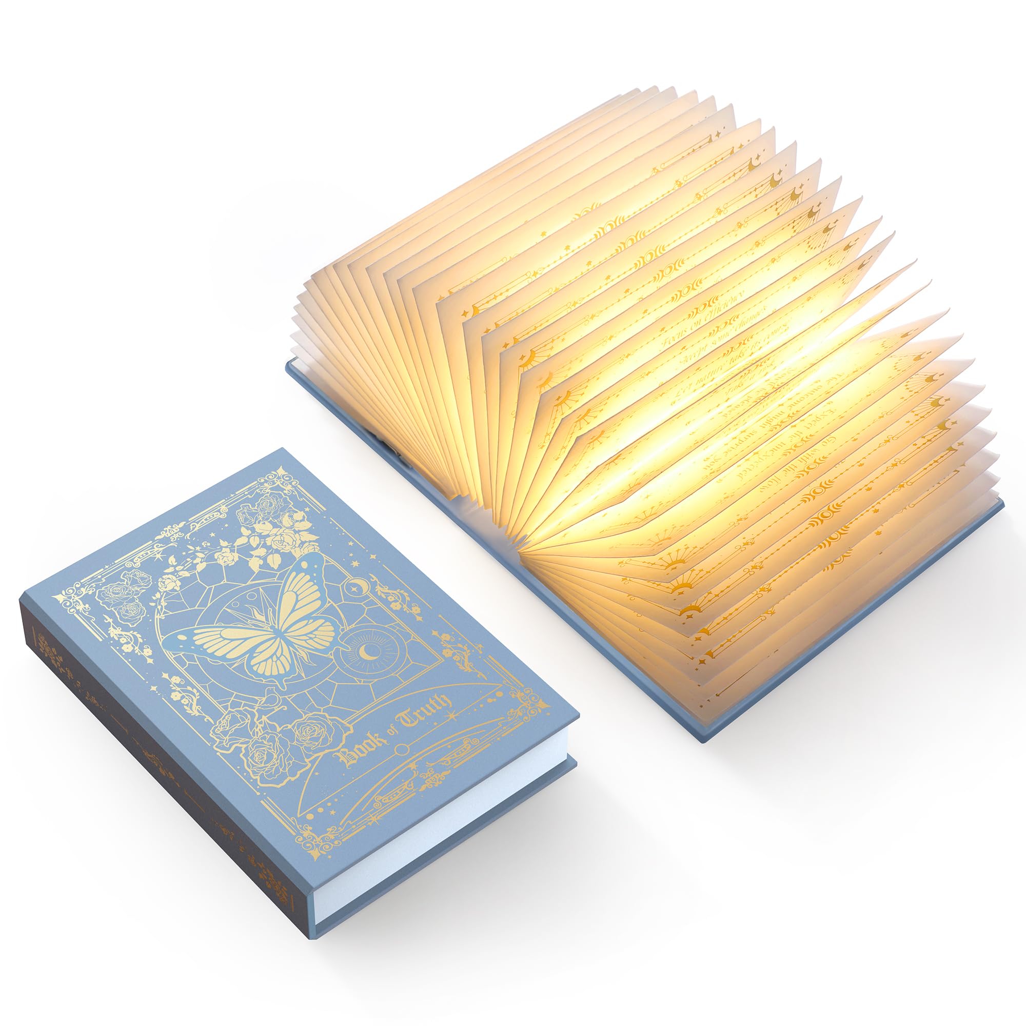 Lampada-libro pieghevole Regalo per amanti dei libri, lampada di carta pieghevole, luce da libro portatile per arredamento domestico, regalo per donne & Natale & topi di biblioteca (Blu)