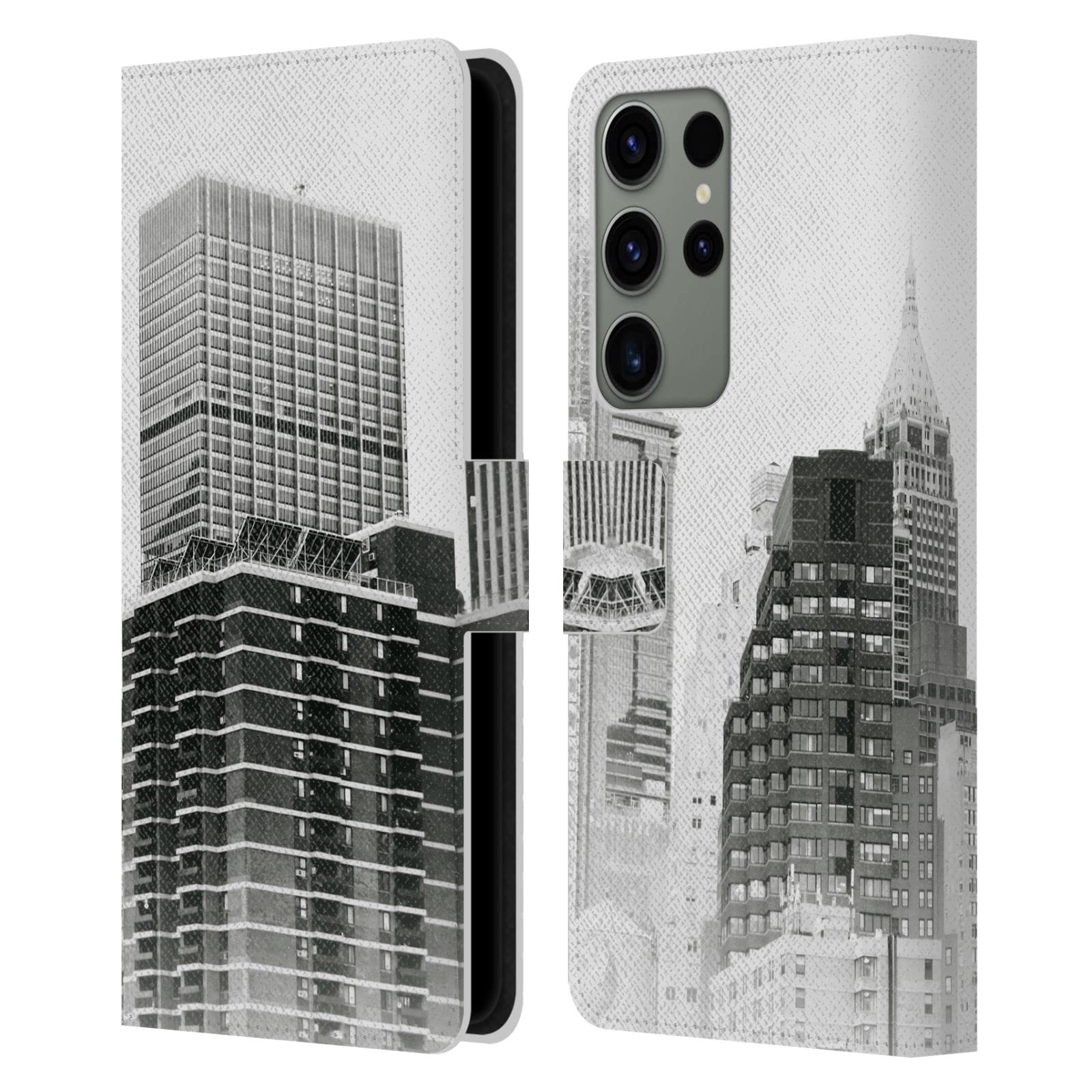 Étui portefeuille en cuir Haroulita Manhattan Noir et Blanc pour Samsung Galaxy S23 Ultra 5G