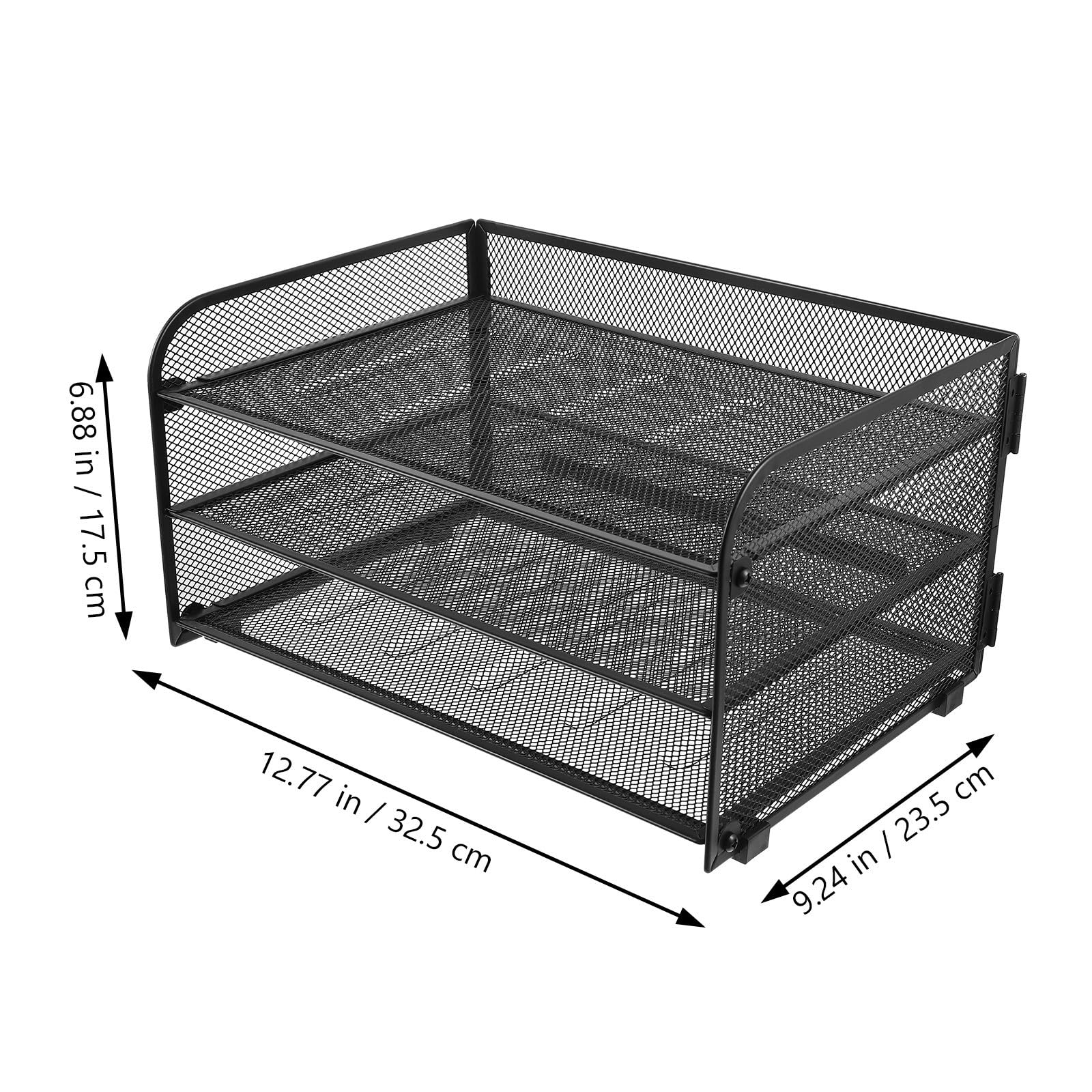 Metall Schreibtisch Organizer 3 lagig mit Ablagefach für Platzsparende Dateiablage und Büroorganisation für Schlafzimmer und Büro