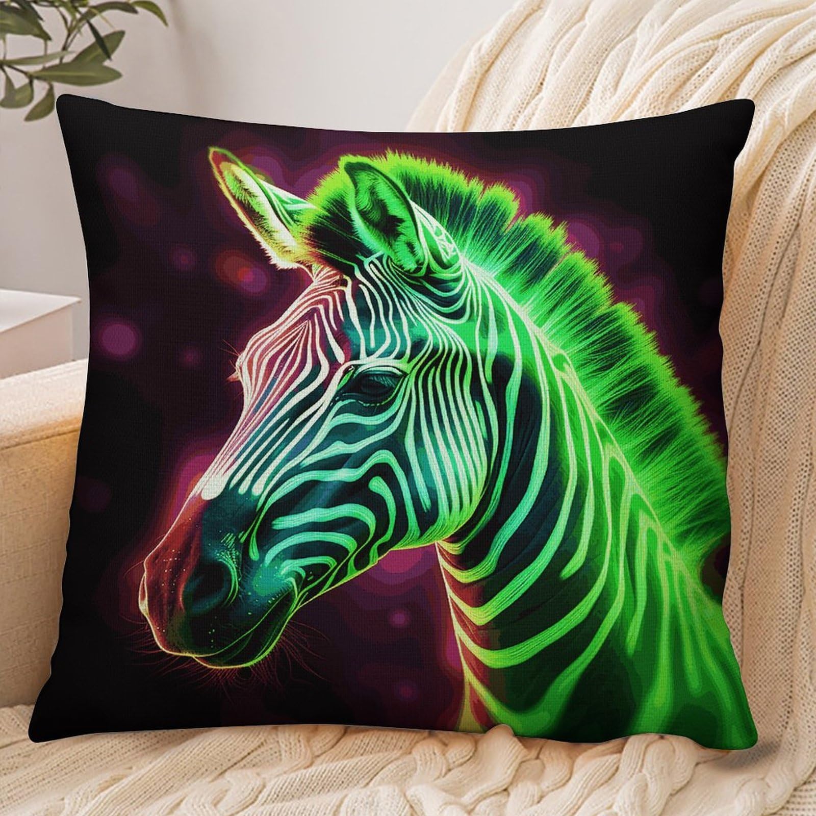 Fekiloot Style Glowing Zebra Pillowcase Pillow Sham Pillow Case