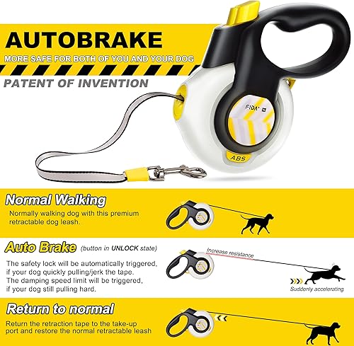 Miniatura 2 de FIDA AutoBrake - Correa retráctil para perro. Diseño patentado avanzado para tirones de perros, correa resistente de 16 pies sin tirones para razas