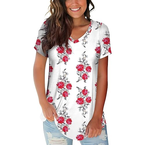Womens Tops V Neck Tee Casual Short Sleeve and Long Sleeve T Shirts