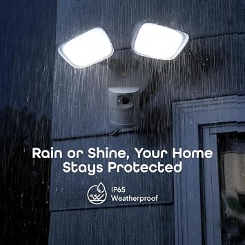 Geeni Lighthawk Smart Floodlight Camera - 3MP Ultra-HD Video, 1800 Lumens, Motion-Activated Security Light, Two-Way Audio, Built-in Siren - Hardwired Outdoor Surveillance - Dual-Band 2.4/5GHz Wi-Fi