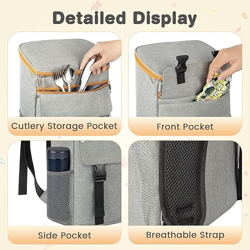 Miniatura 4 de Backpack Cooler, Soft Cooler Backpack Insulated Leak Proof, 30 Cans Travel Cooler Bag for Picnic, Camping, Beach, Hiking, BBQ, & Lunch - Sandproof,