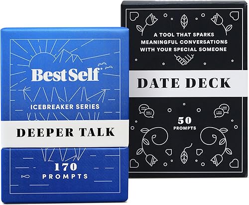 BestSelf Deeper Talk Date Deck Bundle - Tarjetas de conversación de fecha y rompehielos