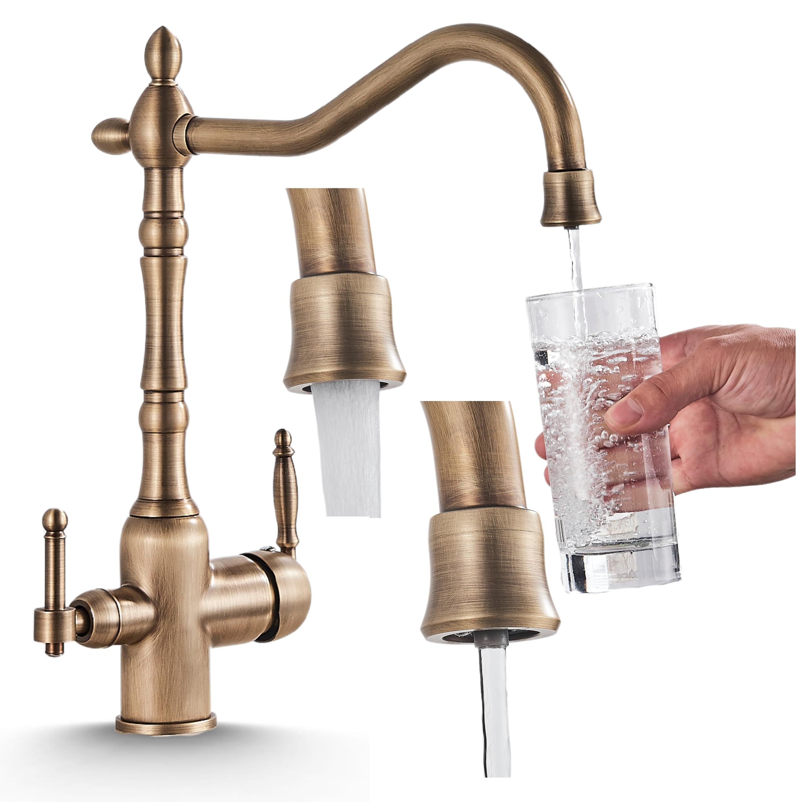 Robinet de cuisine 3 voies Retro pour boire une eau filtrée pure et saine au quotidien