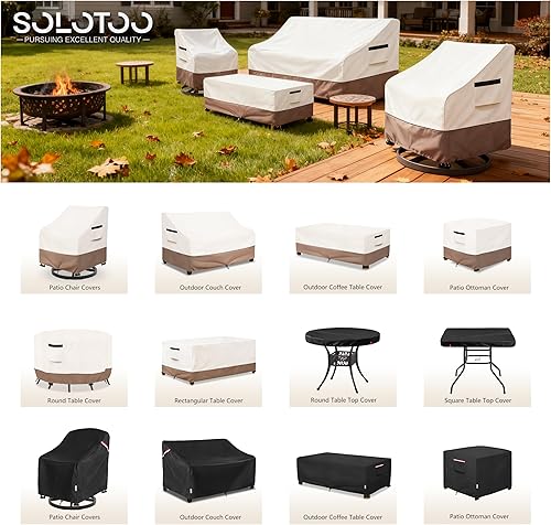 Miniatura 2 de Fundas para Muebles de Exterior Impermeables Funda para Sofá de Exterior de 3 Plazas, 79 pulgadas de ancho x 38 pulgadas de profundidad x 35 Beige &