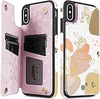 Vista 17 de NNH Funda tipo cartera compatible con iPhone Xs Max con bloqueo RFID, ranuras para tarjetas, folio de piel sintética, función atril, doble cierre