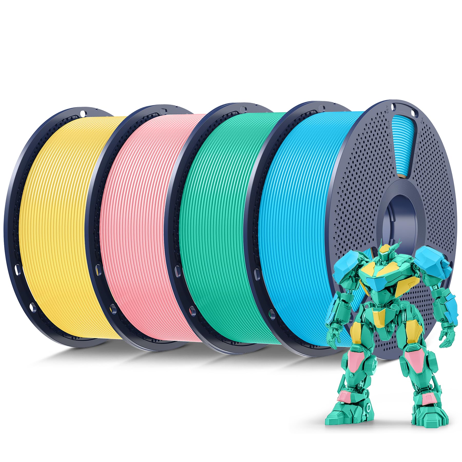 SUNLU PLA 3D Printer Filament, Multicolor, 4-Pack, 4KG Total