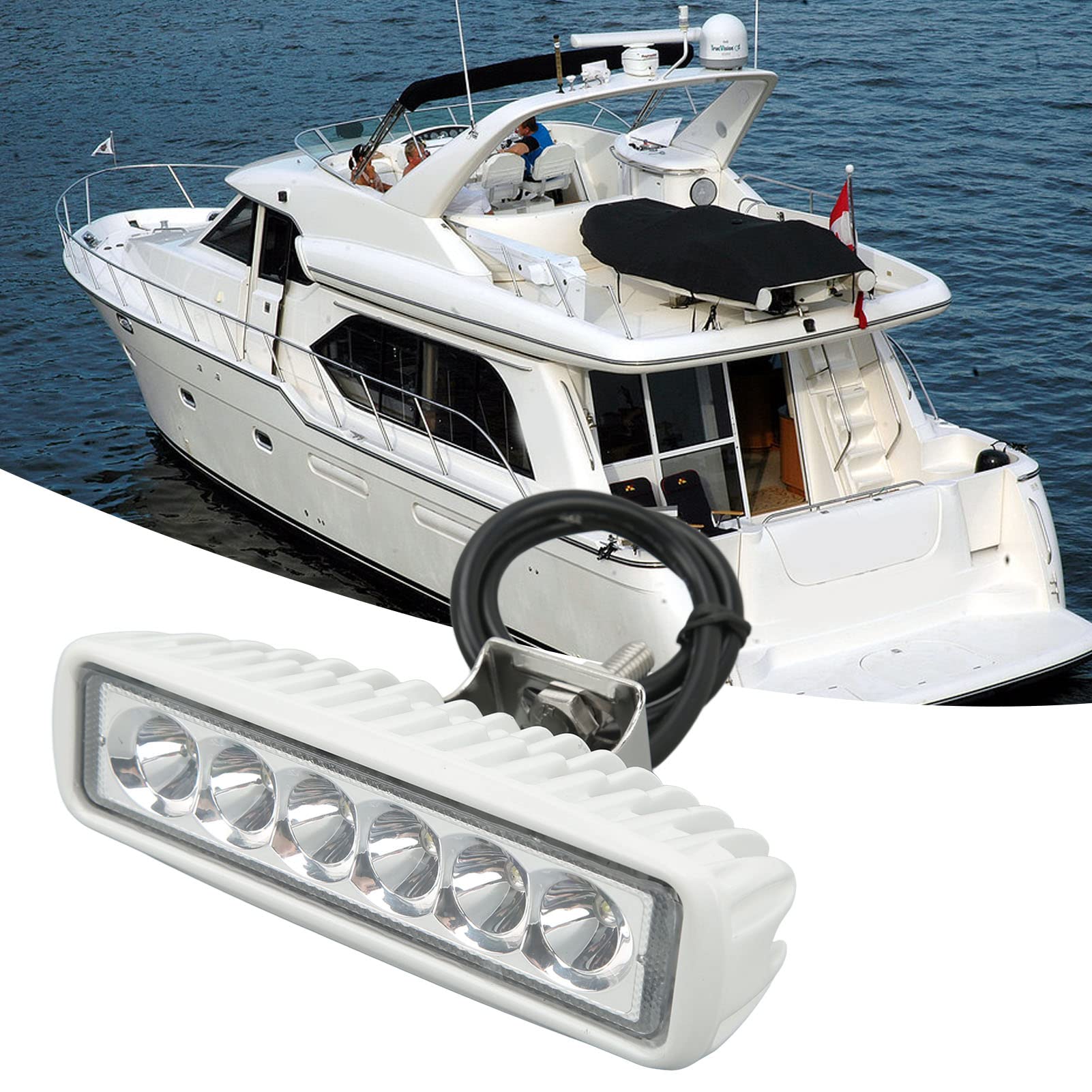 Faro da Lavoro a LED per Barche, da 12V a 24VDC Faro da Lavoro a LED per Barche IP67 Impermeabile Luce Brillante Antiurto per Auto Yacht Illuminazione Esterna (Luce bianca)