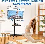 Rfiver Mobile TV Stand for 23-60 Inch LCD LED Flat/Curved Panel Screen TVs up to 88 lbs, Rolling TV Stand with Adjustable Shelf & Tilt, Portable Floor Stand on Wheels