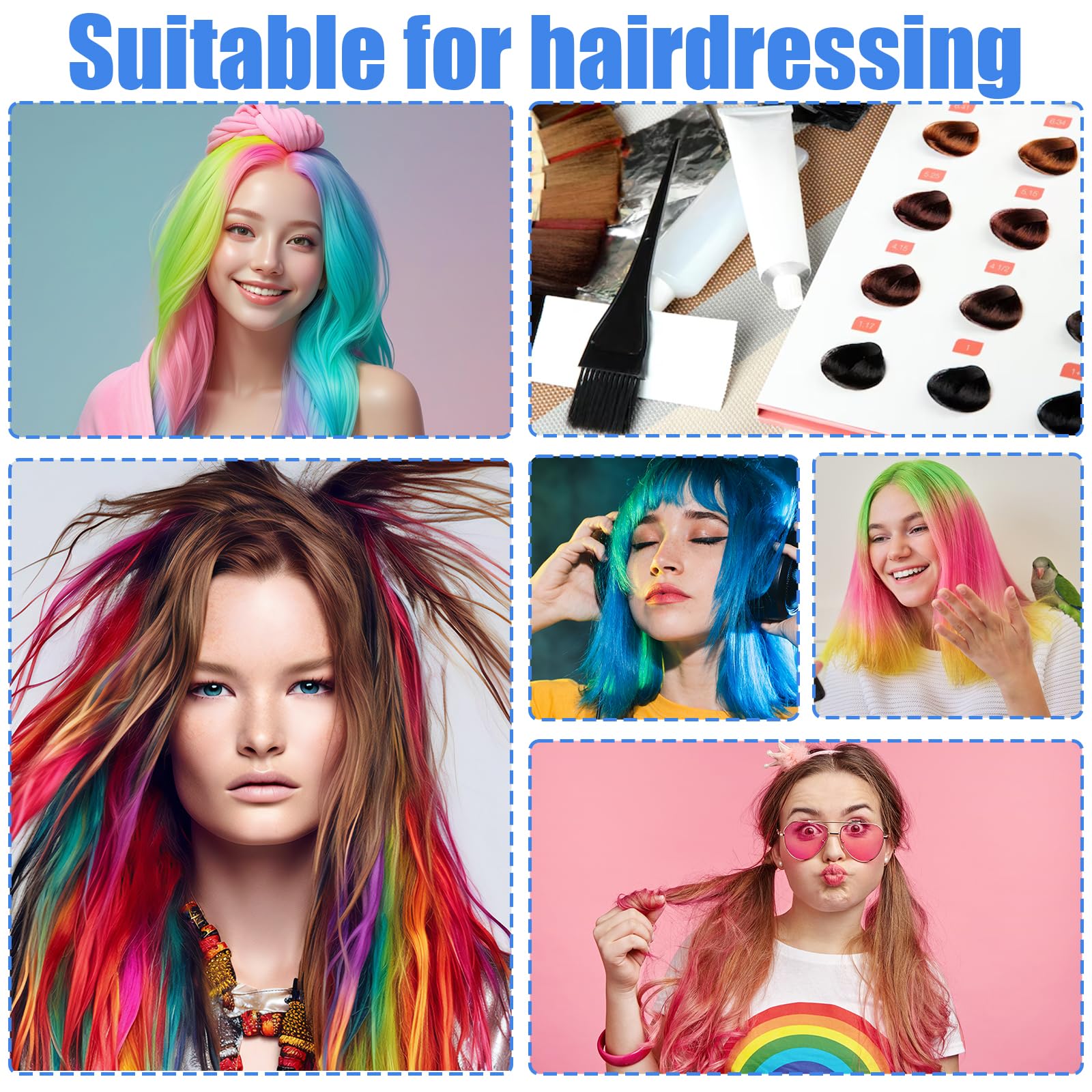 TIESOME Set di 6 pennelli per tinture per capelli, applicatore di precisione, per colorare e acconciare, per uso domestico e professionale, strumenti per parrucchieri