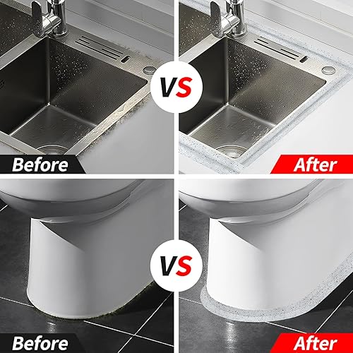 Miniatura 11 de 3 rollos de cinta de calafateo de inodoro de 10.5 pies, tira de calafateo autoadhesiva para baño, tira de calafateo para bañera, 1.5 pulgadas