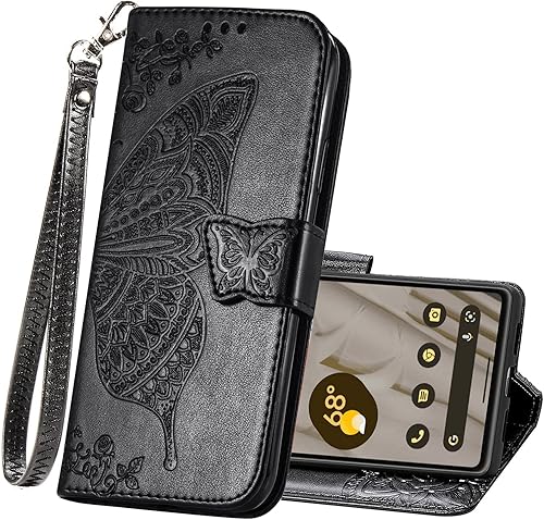 Funda tipo cartera para Google Pixel 8, funda protectora de piel sintética con tapa para teléfono, correa para muñeca, ranuras para tarjetas,