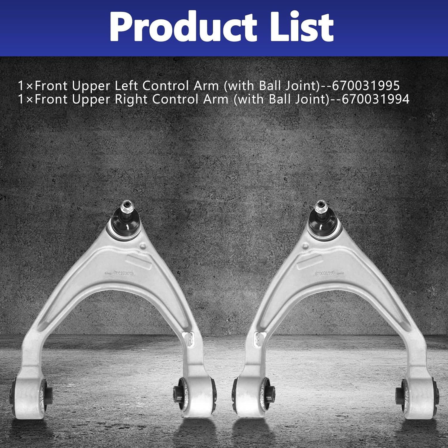 Front Left Right Upper Control Arms With Ball Joints Replacement for 2017-2022 Maserati Levante M161 - Suspension Kit 670031994 670031995