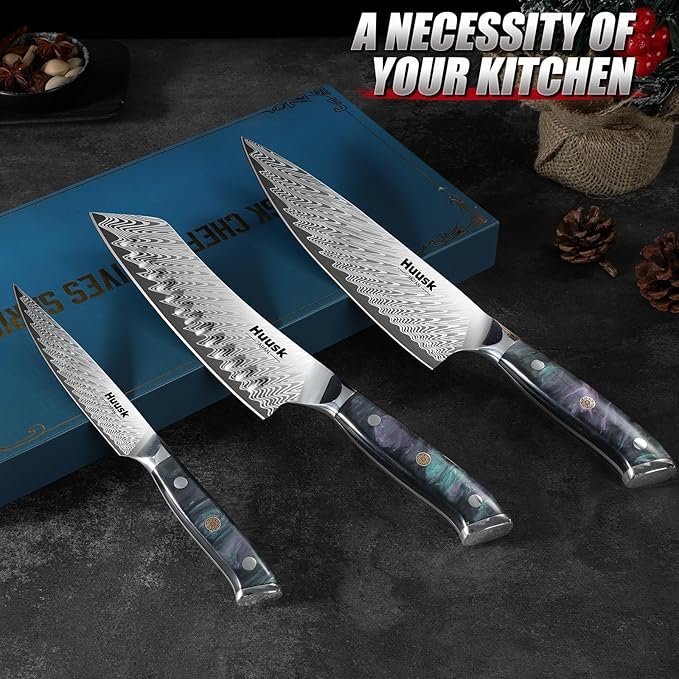 Set Cuchillos Cocina 3 Piezas Acero Inoxidable Carbono Resina miniatura 7