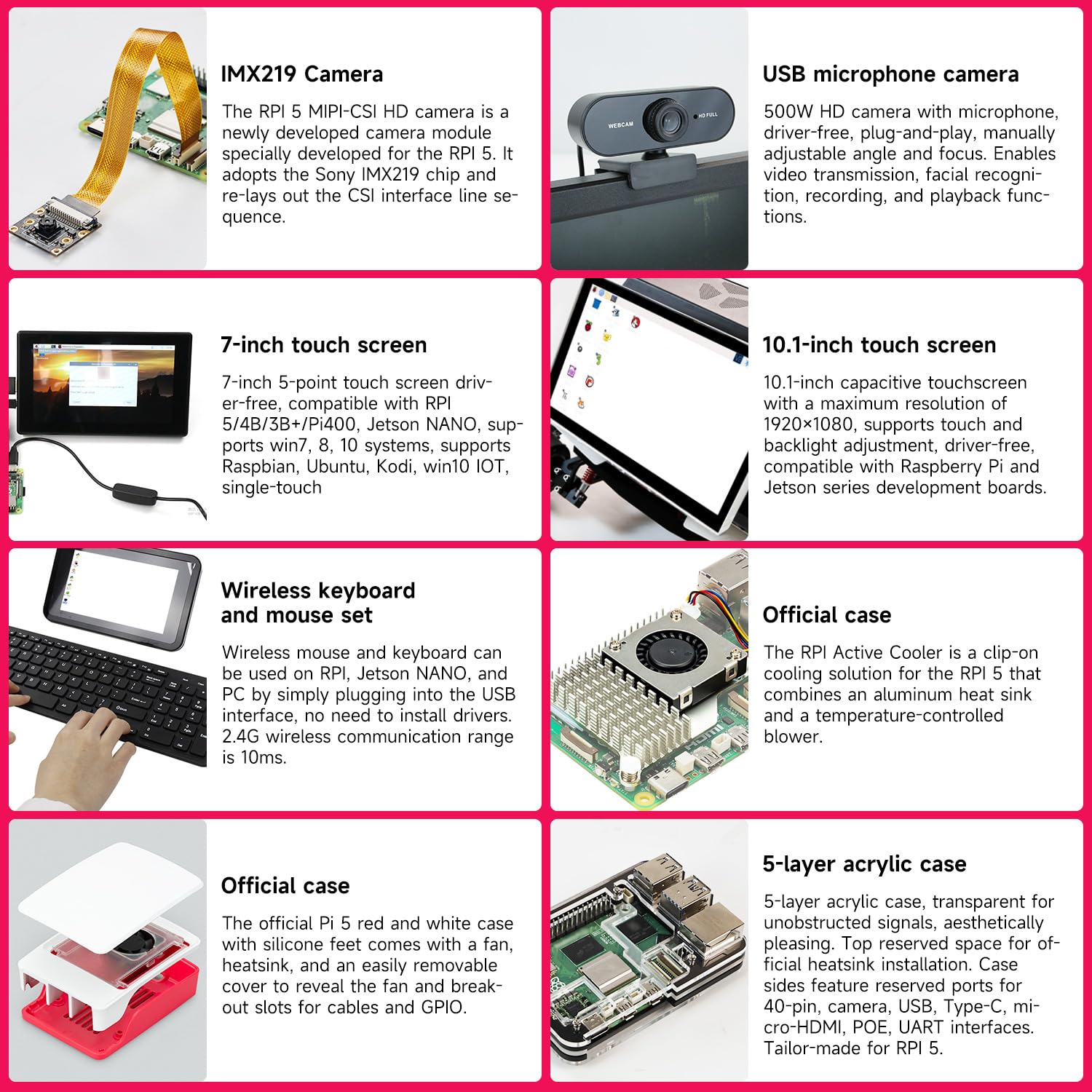 Yahboom Raspberry Pi 5 4GB Starter Kit with 64GB SD Card | Raspberry Pi 5 Aluminum Case Passive Cooling, 27W 5.1V 5A USB C Power Supply, HDMI Cable (4GB-Metal Case Kit)