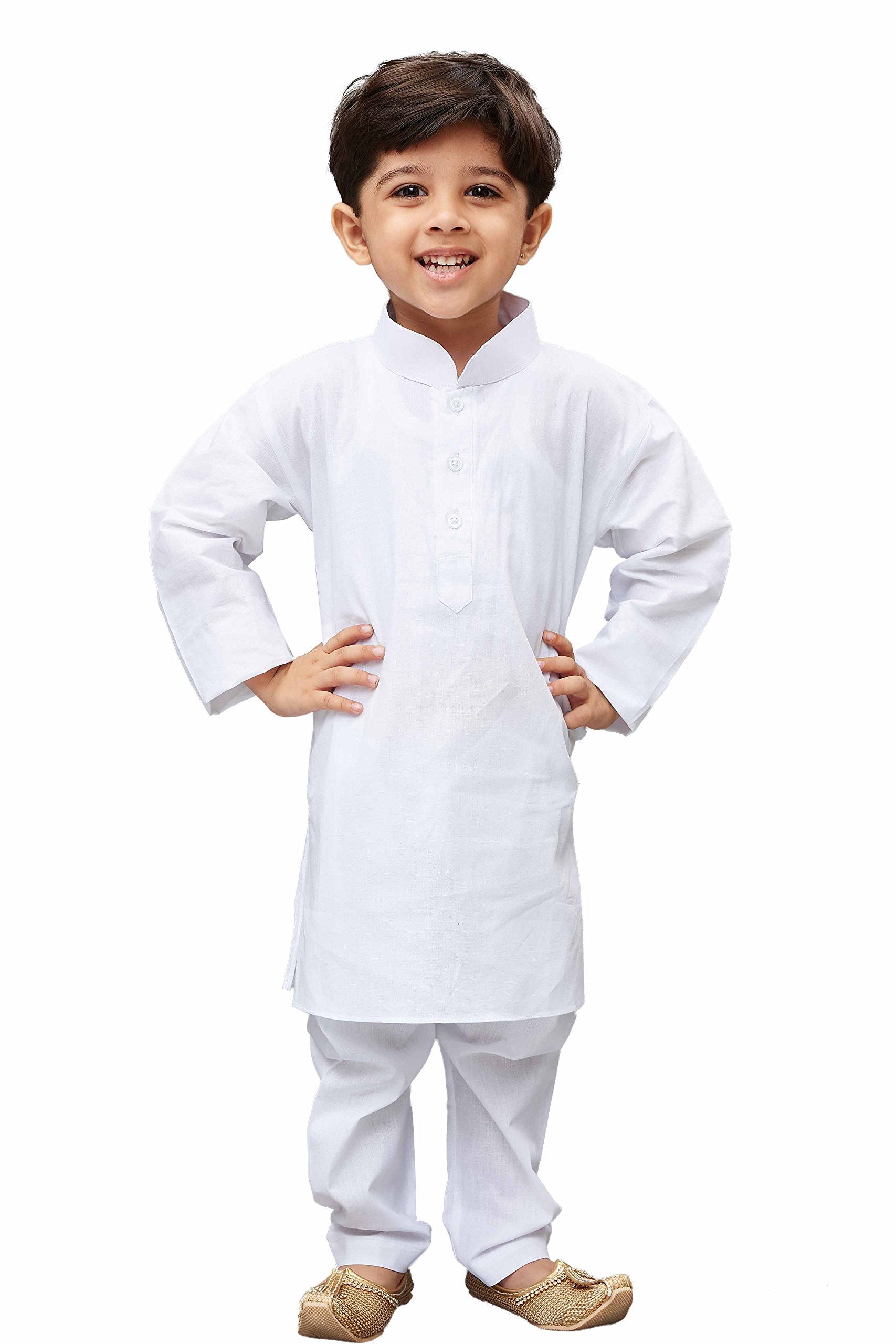 Vastramay Boys White Cotton Kurta Set For Independence Day Celebrations - Casual Festive Ethnic Wear With Full Sleeves