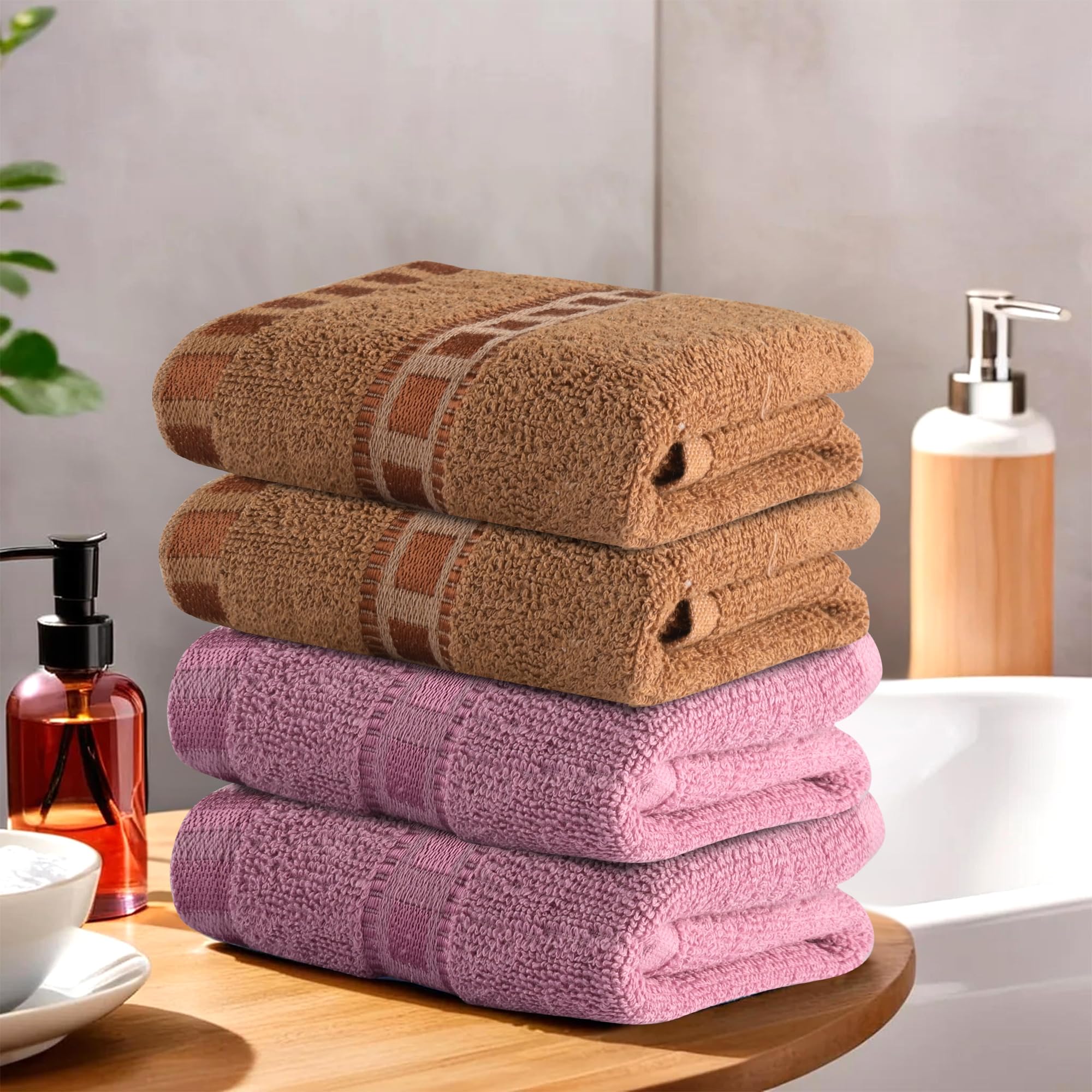 Kuber Industries Pack of 4 Cotton Hand/Face Towels for Men & Women | Easily Washable | Workout Gym Napkins for Men | Pocket Towel - Pink & Golden (B0D9BLGST5) Amazon Price History, Amazon Price Tracker