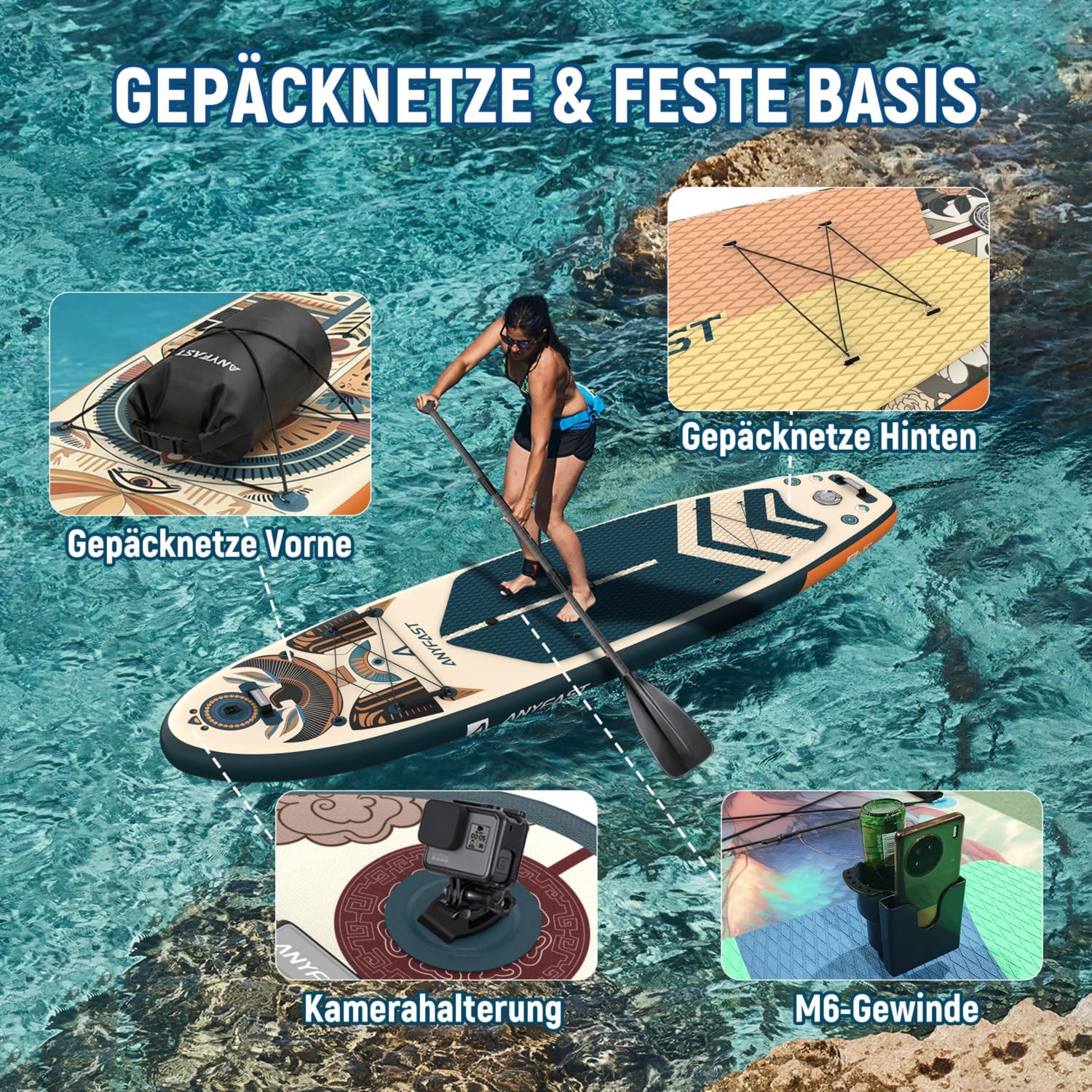Tabla Paddle Surf Hinchable - Paddle Surf Hinchable para 2+1 Personas/Familia con Accesorios,Stand Up Paddleboard para Adultos & Todos los Niveles