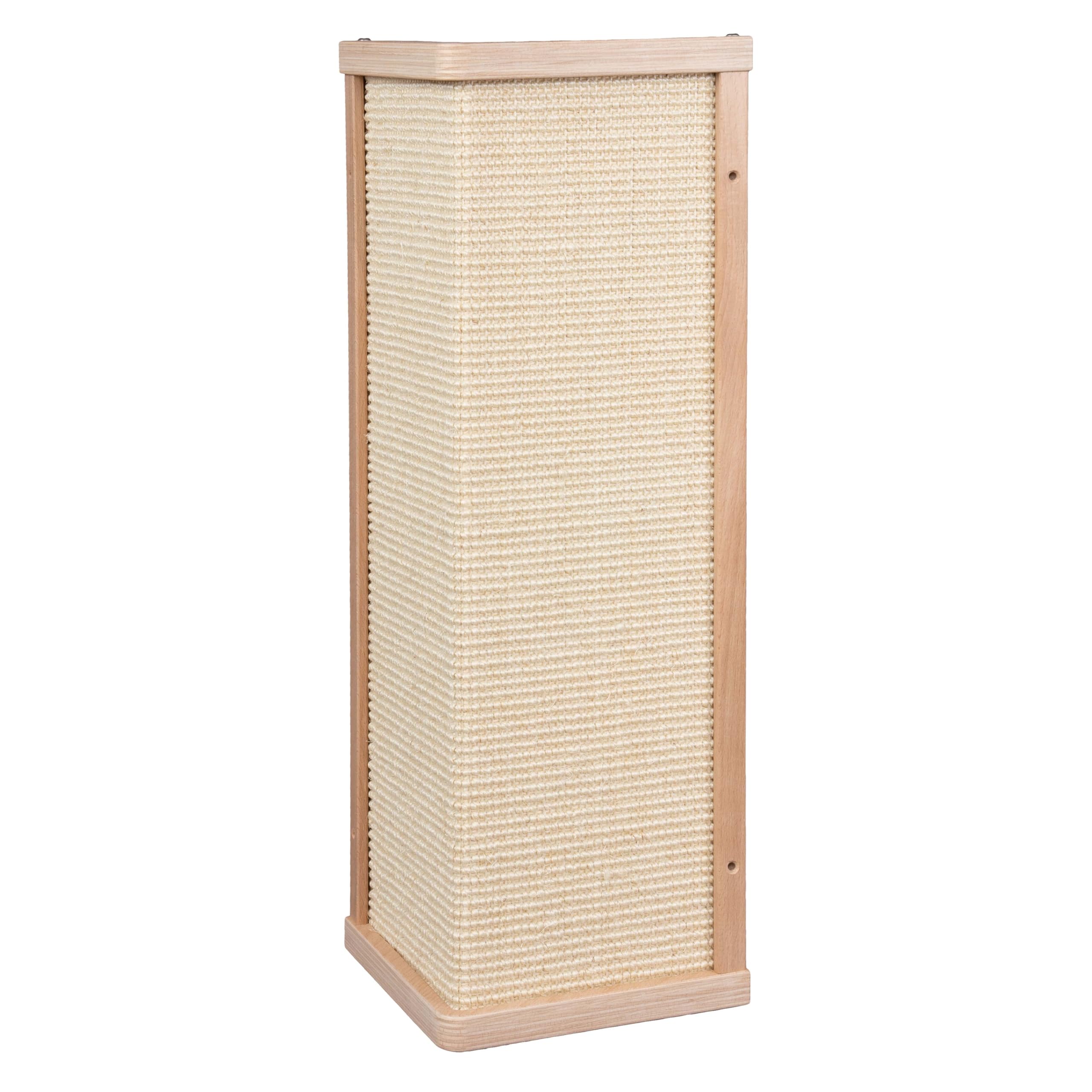 Kratzbaumland Premium-Eck-Kratzbrett aus Buchenholz mit austauschbarem Sisalteppich, nachhaltig, wandmontage für Katzen (55 cm - Sisal Natur)