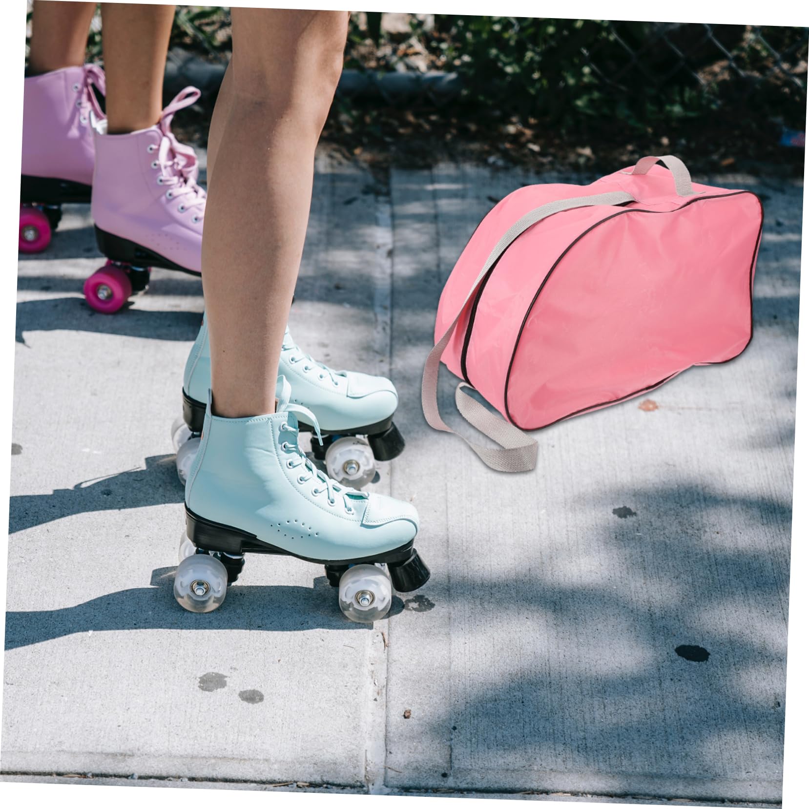KOMBIUDA Borsa Facile da Pulire e Design Semplice alla Moda Pasta Rotelle Rosa con Tracolla e Maniglia per Pattini a Rotelle e Ghiaccio Ghiaccio per Uso All'aperto