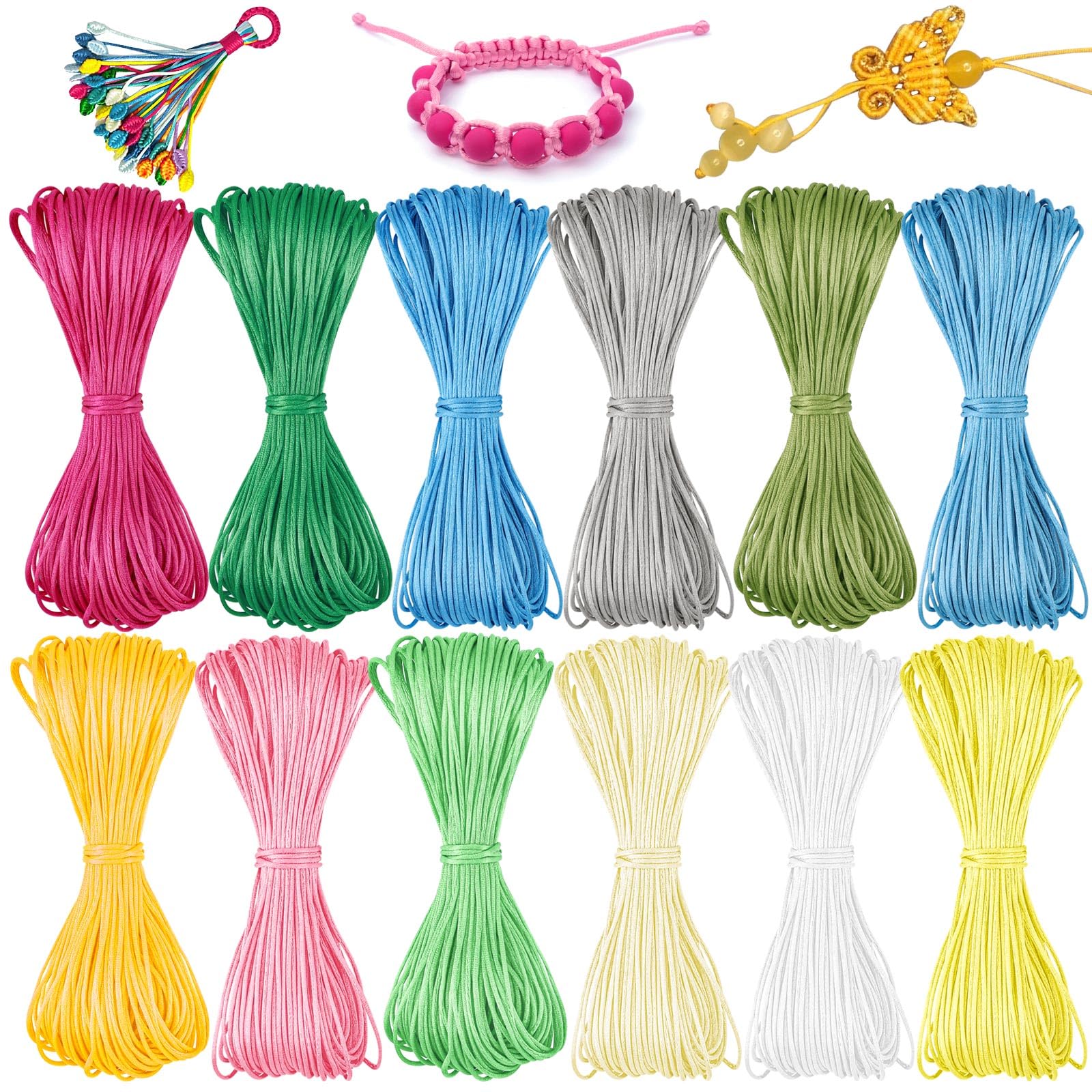 LEREATI 1,5 mm nylon draad koord 100 m, satijnen koord voor