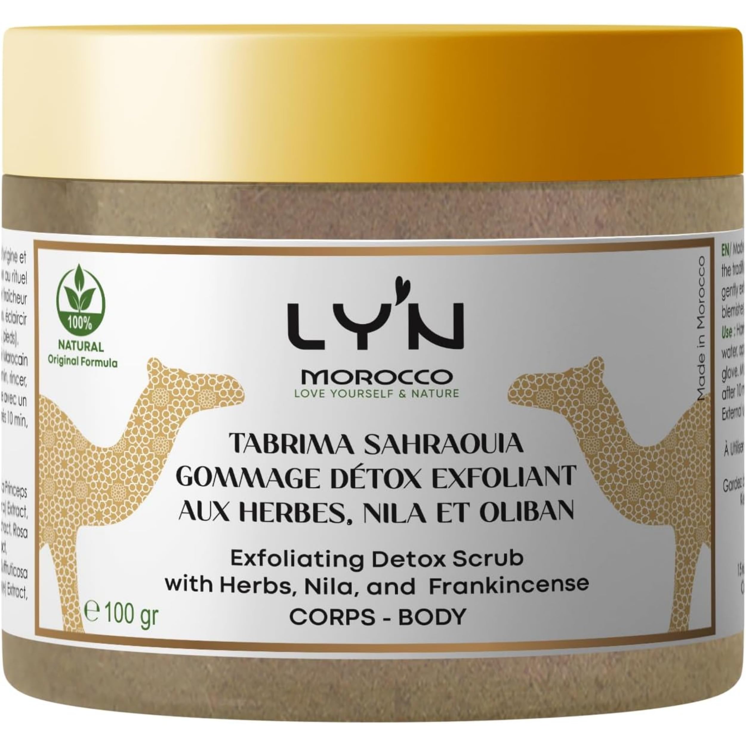 Exfoliante Corporal Brillo y Antirugosidades (Tabrima), 100%Natural y Orgánico con NILA, Oliban y Plantas-Para Queratosis, Celulitis, Desintoxicación Axilas, Antes del Bronceado y Depilación-Efectos