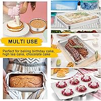 Vista 6 de P&P CHEF - Juego de 9 moldes de acero inoxidable para hornear, molde redondo y cuadrado, molde para horno tostador, lasaña, molde para pan, bandeja