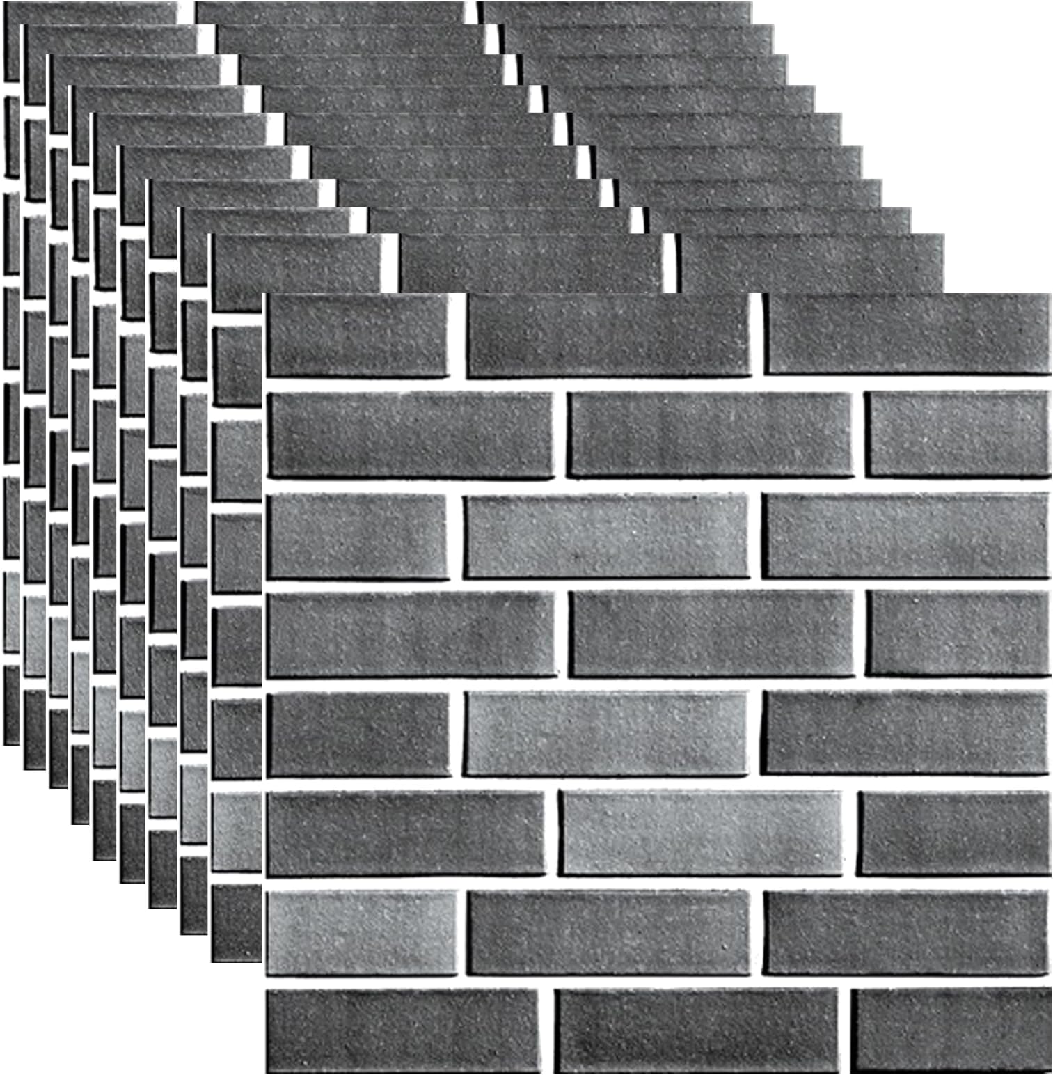 3D Wall Panels Peel and Stick,3D Brick Wallpaper Peel and Stick, 10 Pack Waterproof PVC Stone Self-Adhesive Wall Panel for Living Room,Lobby Bedroom Hotel Office Decoration (Grey)