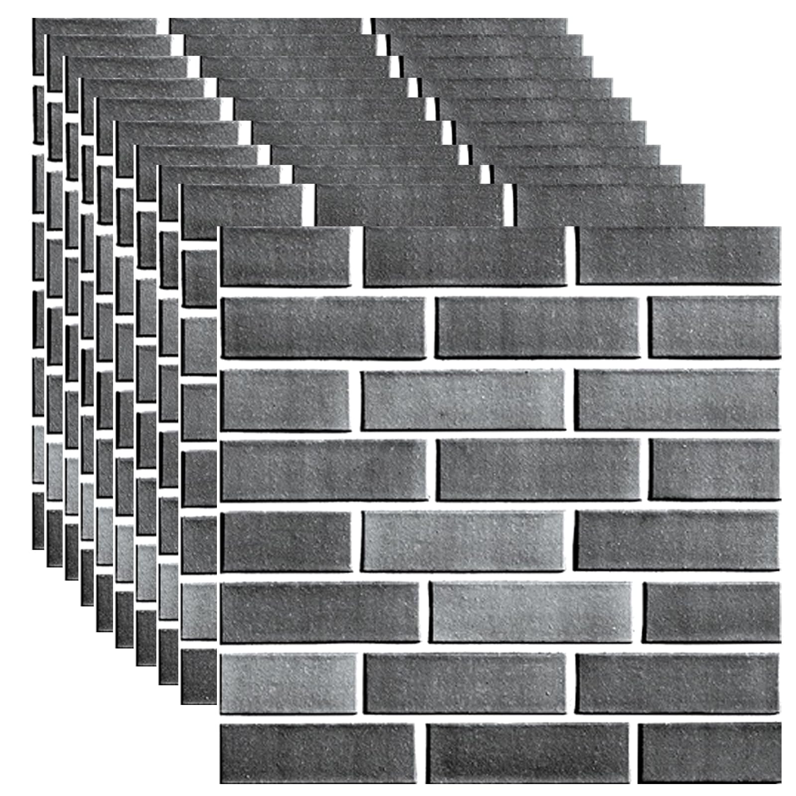 3D Wall Panels Peel and Stick,3D Brick Wallpaper Peel and Stick, 10 Pack Waterproof PVC Stone Self-Adhesive Wall Panel for Living Room,Lobby Bedroom Hotel Office Decoration (Grey)