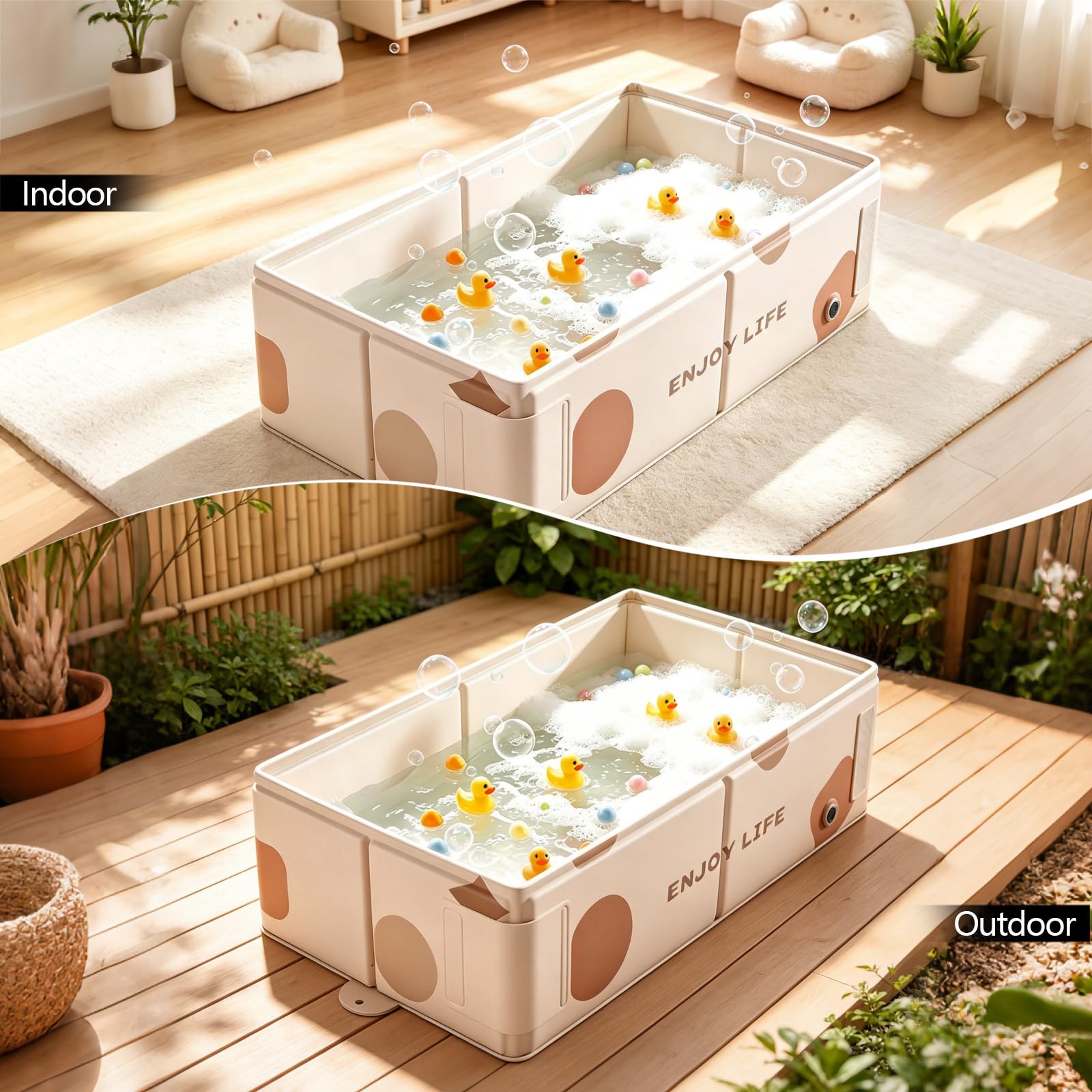 Vasca da Bagno Pieghevole, Piscina Pieghevole Bambinis con Tappo di Scolo