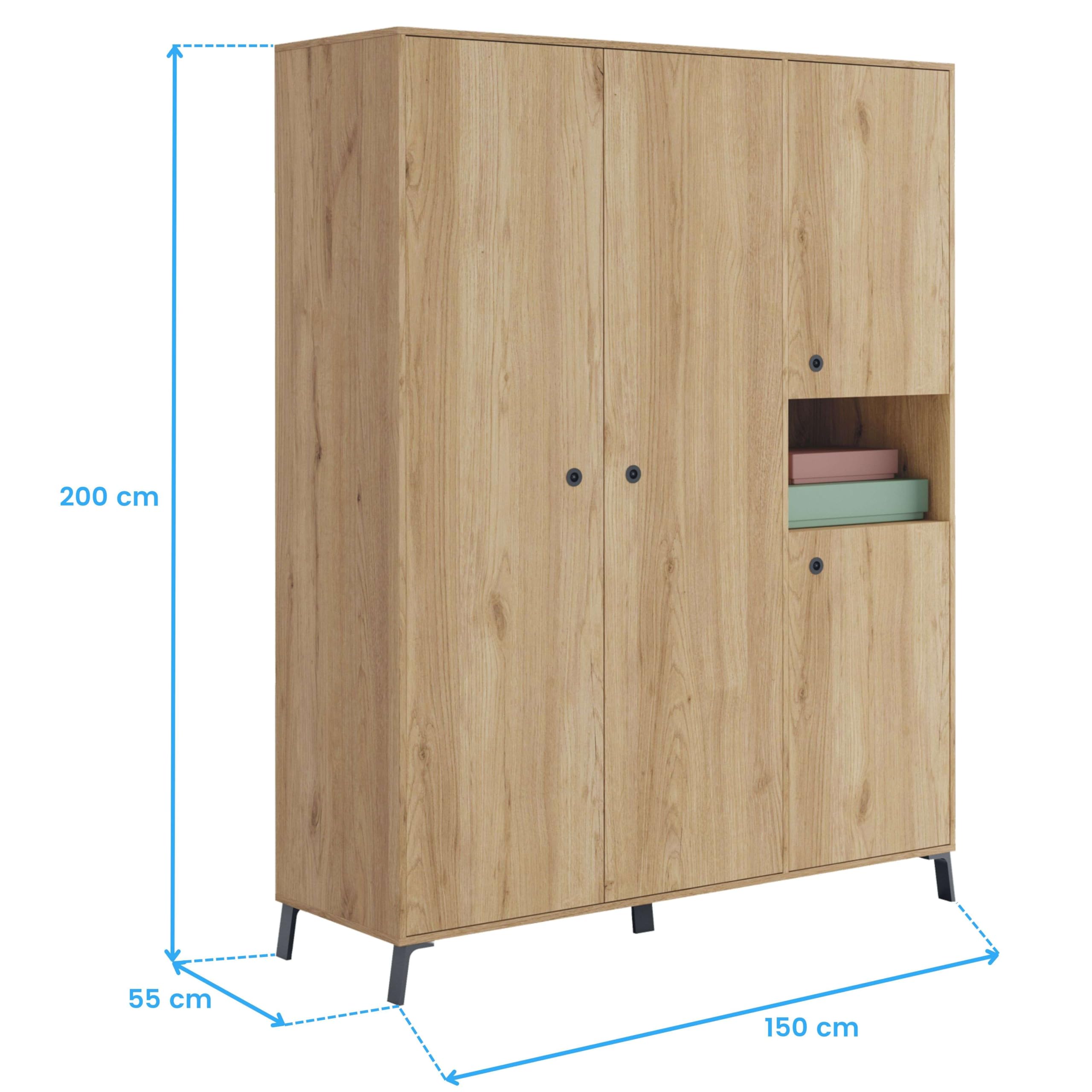 Miroytengo Dormitorio Camila Estilo Industrial Color Roble Gold y Negro Mate