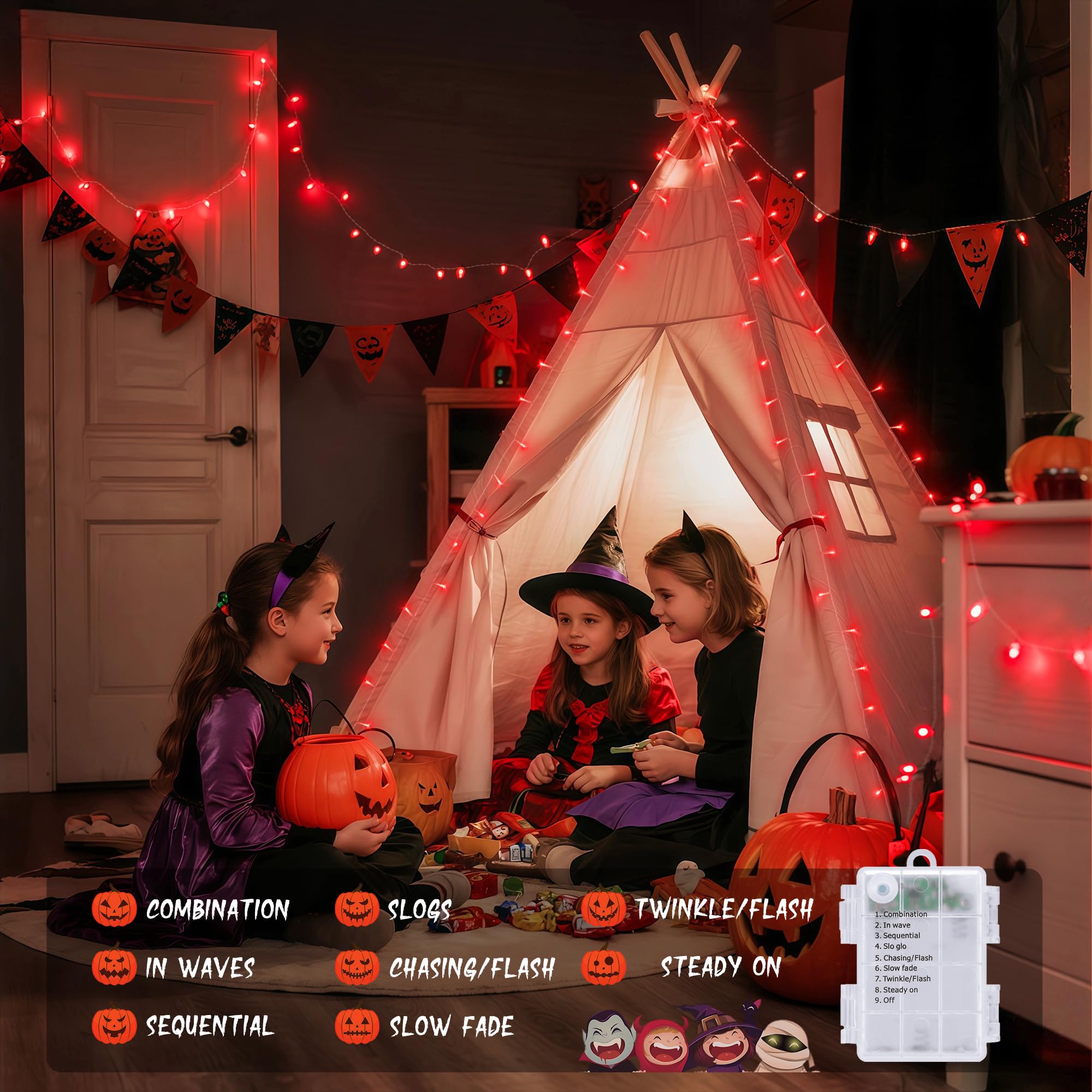 JMEXSUSS Decorazioni rosse per San Valentino, 100 LED a batteria, luci a stringa natalizie, con 8 modalità di distanza, impermeabili, 10 m