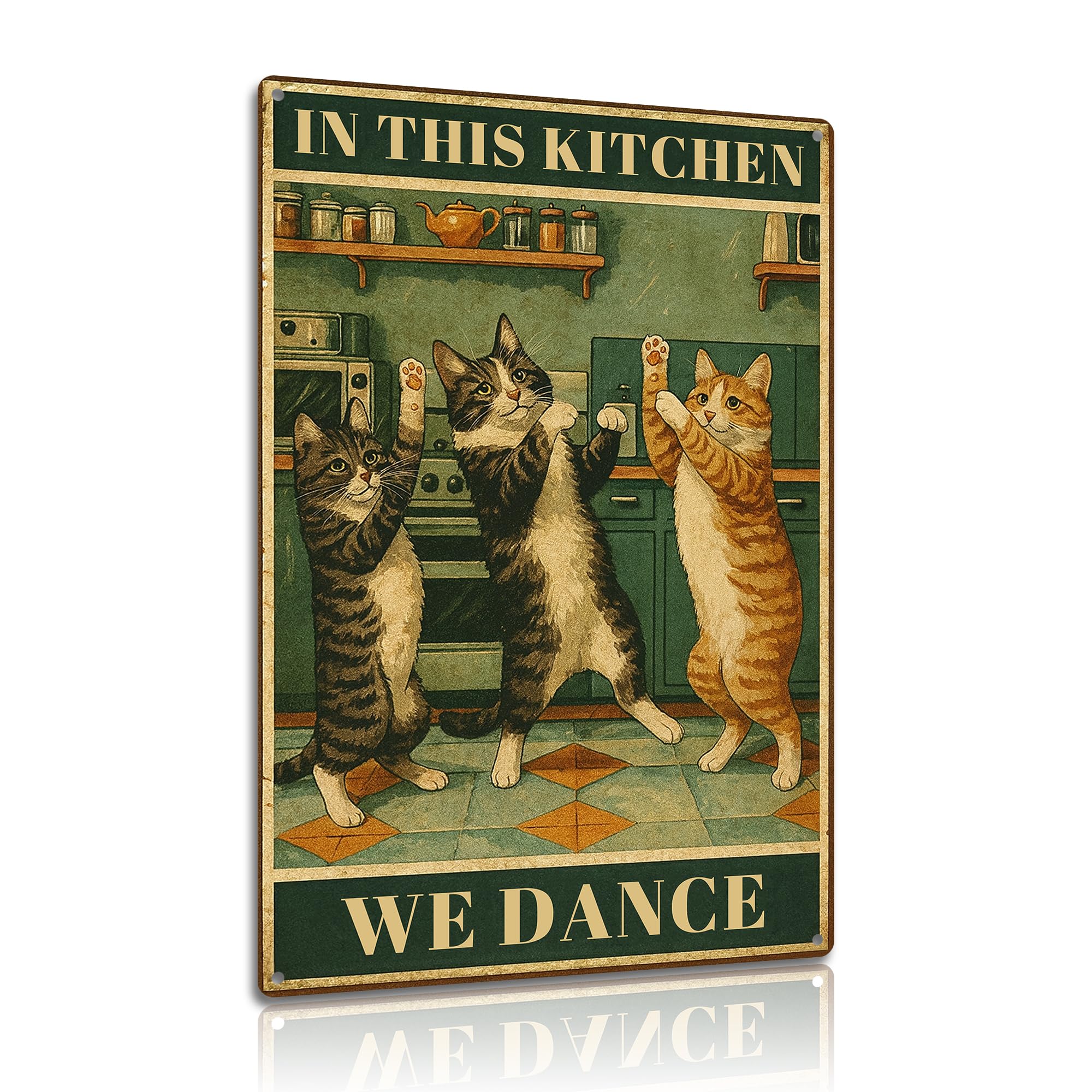 "In This Kitchen We Dance" Metal Sign - Whimsical Kitchen Quote Aluminum Plaque for Home Decor 8x12 Inches (2596)