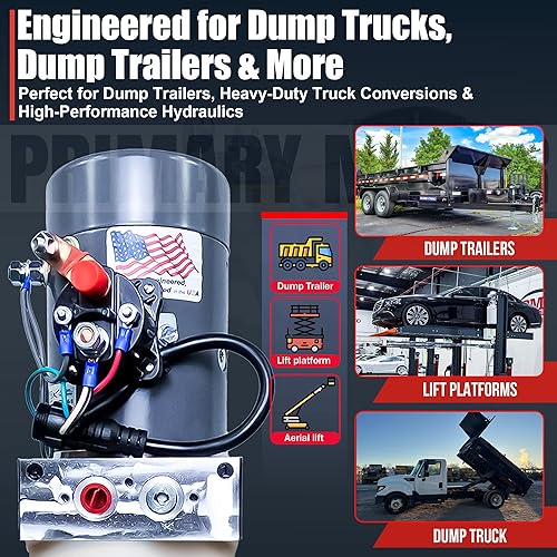 Miniatura 25 de KTI Bomba hidráulica de doble efecto de 4 cuartos de galón para remolque volquete - Unidad de potencia hidráulica - Bomba de remolque de volcado