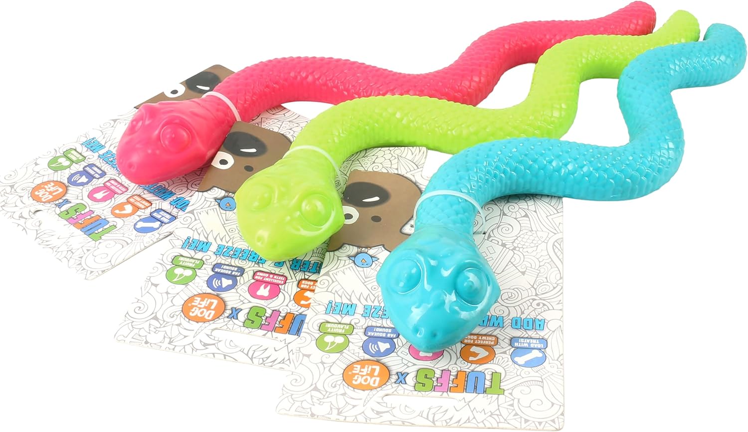 DogLife Tuffs TPR Snake Dog Toy Boredom Breaker Stuff with Treats/Peamutt Butter (Pink)