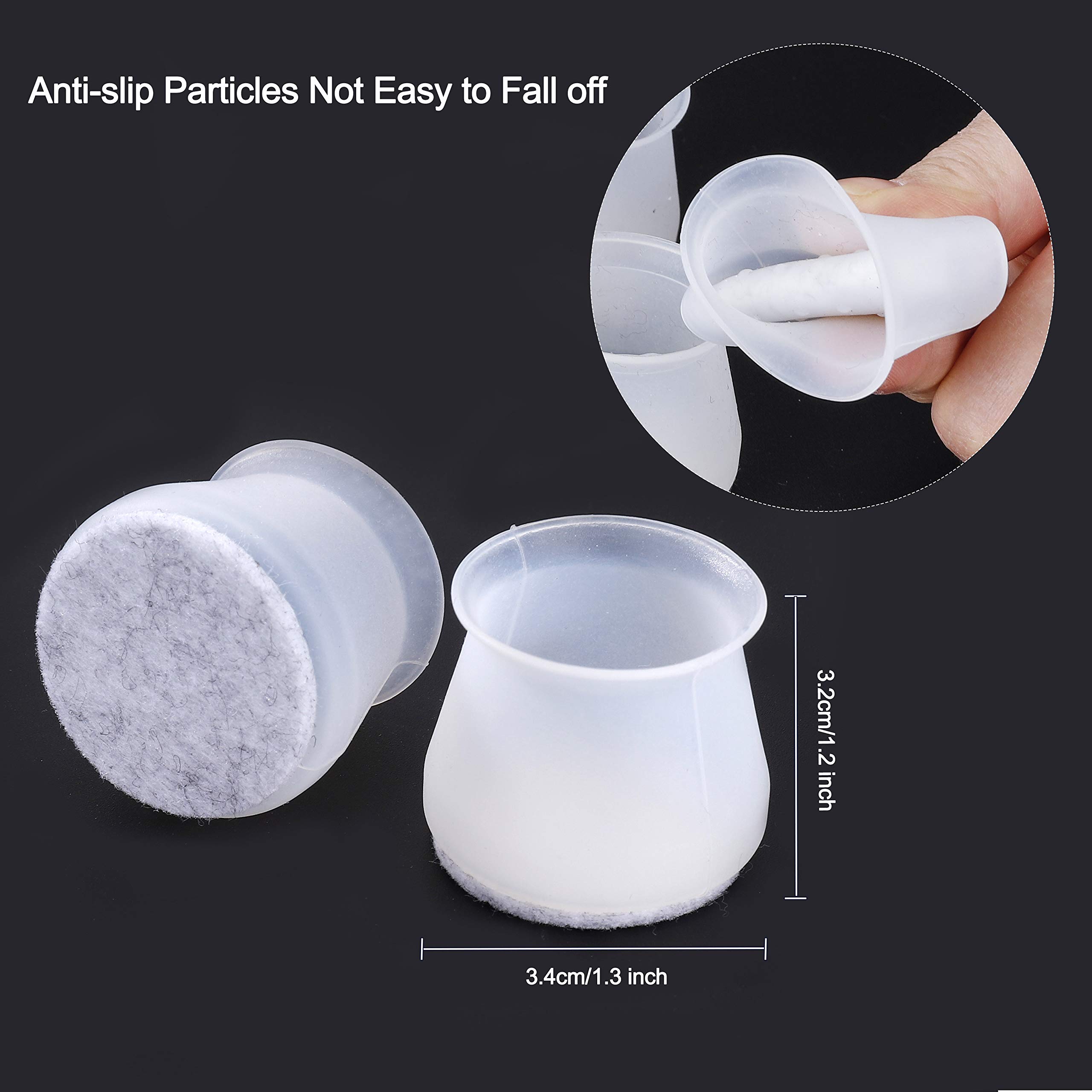 32 Stuks Stoelpootdoppen Rond Met Vilten Pads - Siliconen Zwart - Antislip & Krassenbestendig 14-20 Mm