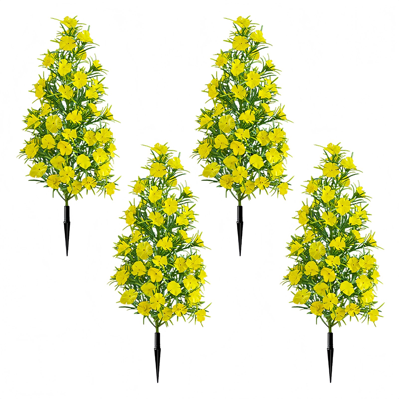 Arbres topiaires artificiels de haute qualité, feuillage dense et fleurs jaunes 48 cm