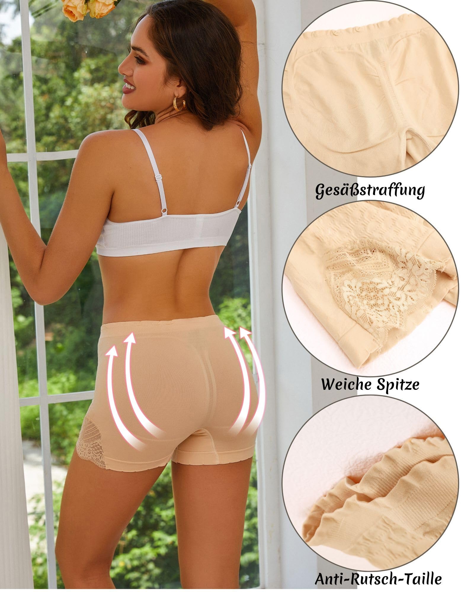 FINETOO 4er Pack Damen Boxershort Slips Push up Unterwäsche Weich Slip Sexy Panties Atmungsaktive Unterhosen Hipster Frauen Mehrpack S-L
