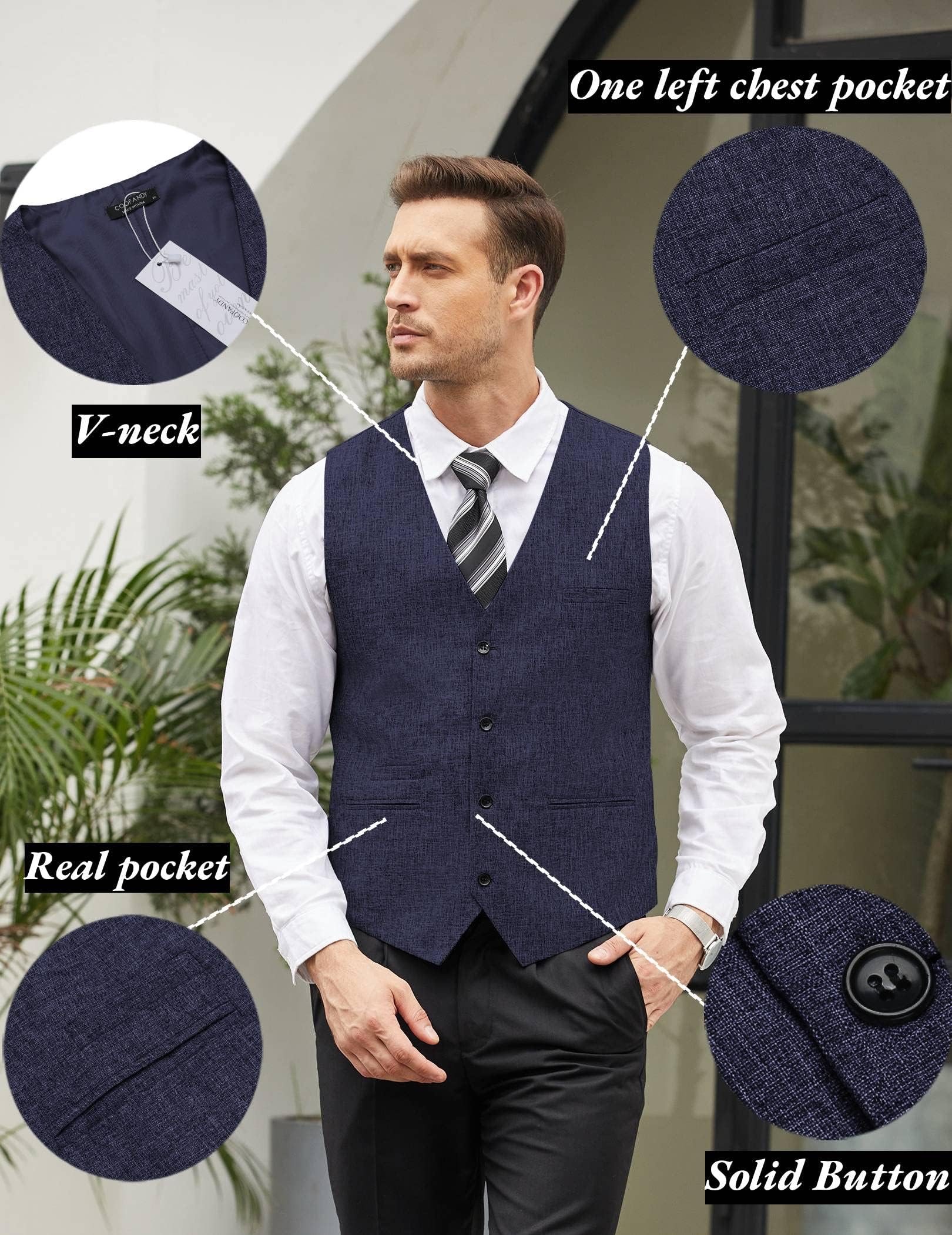 COOFANDY Gilet da uomo casual da lavoro, leggero, slim fit