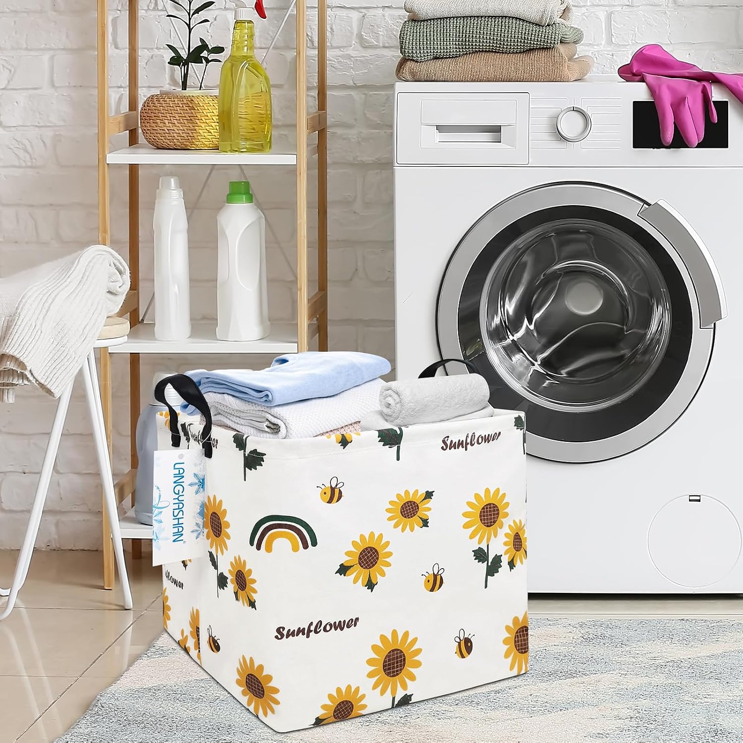 Square Storage Baskets Children Shelves Gift Toy Organizer Room Sunflower image 4