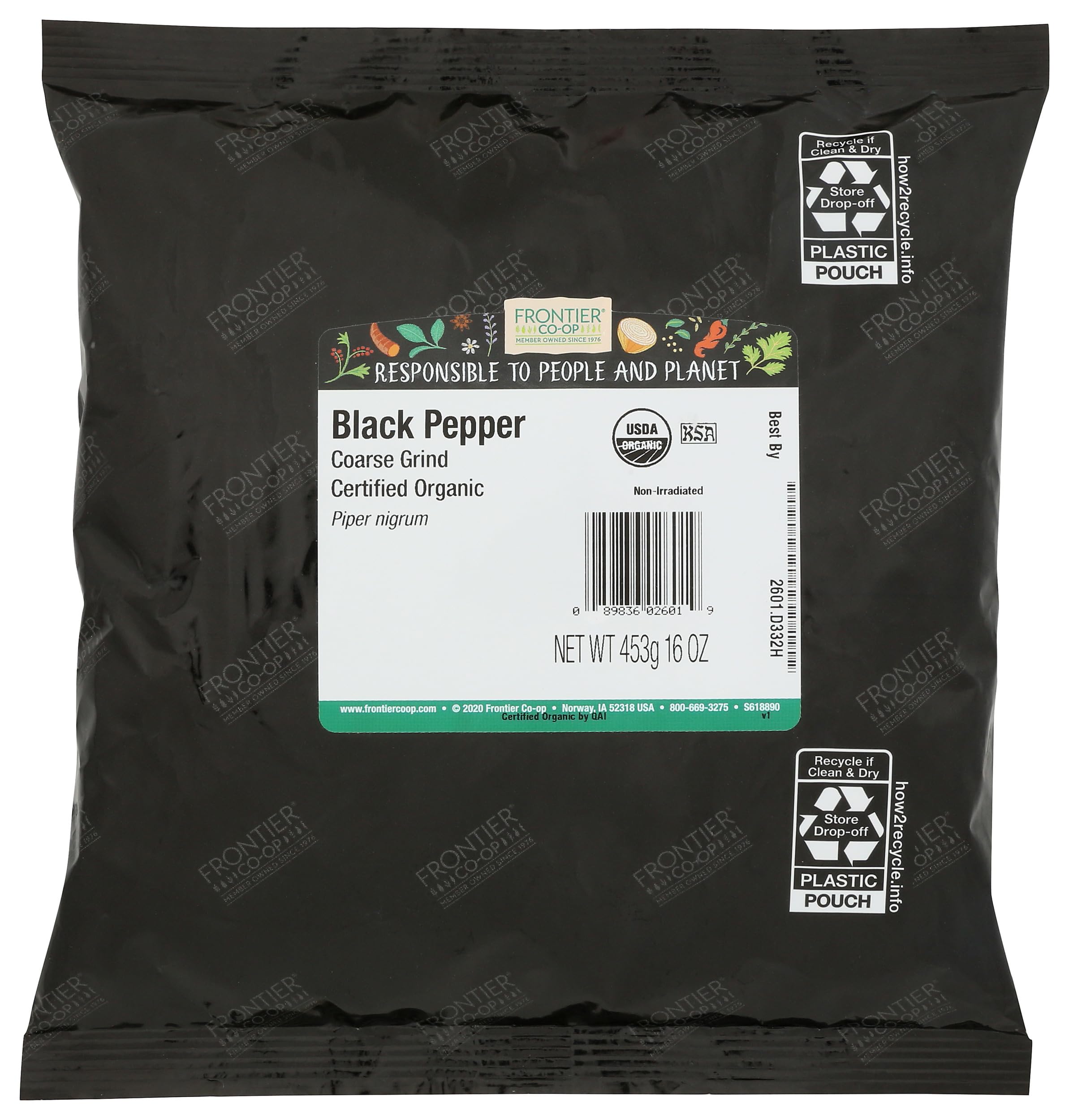 CULINARY HERBS Organic Bulk Coarse Pepper - Ordering Only, 1 LB