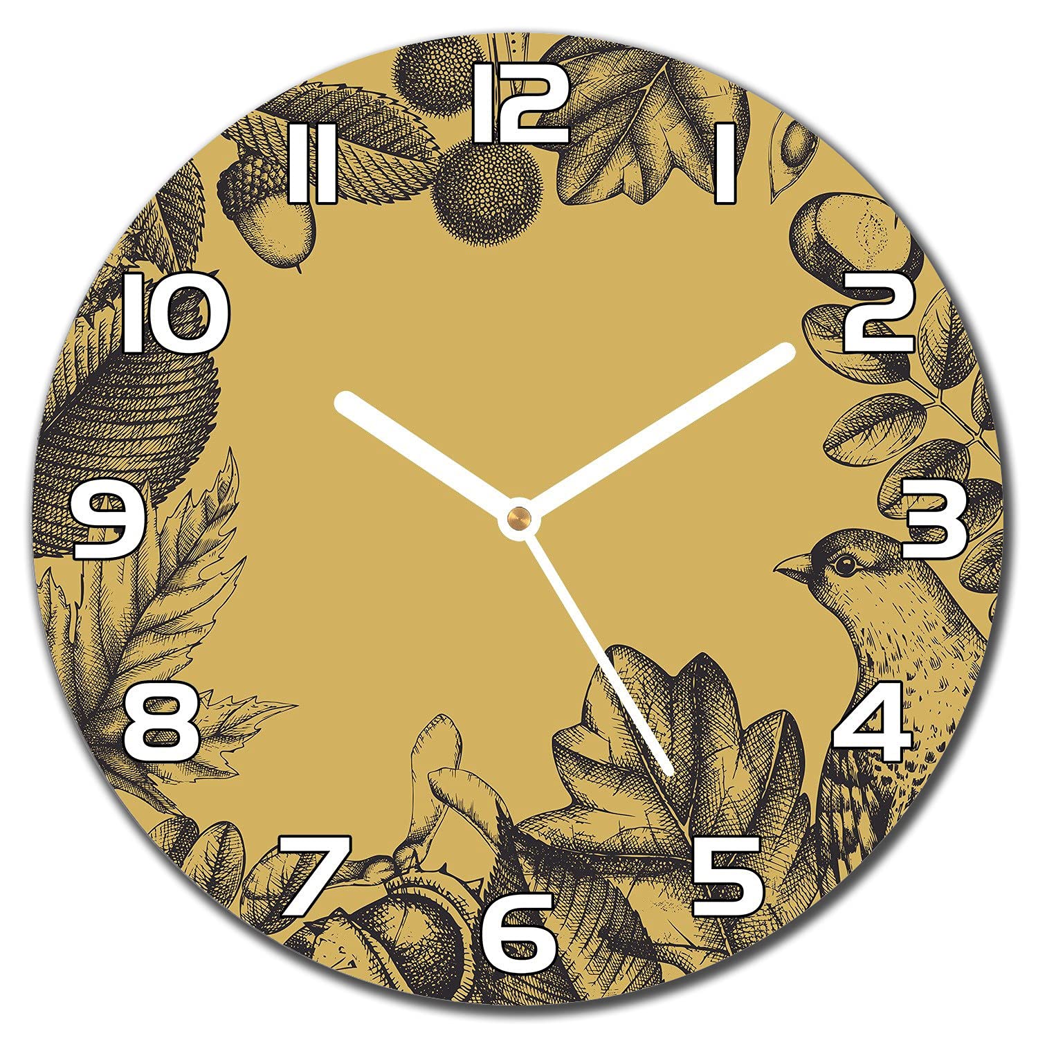 Horloge en verre de cuisine facile à nettoyer 30 cm avec aiguilles blanches lisibles